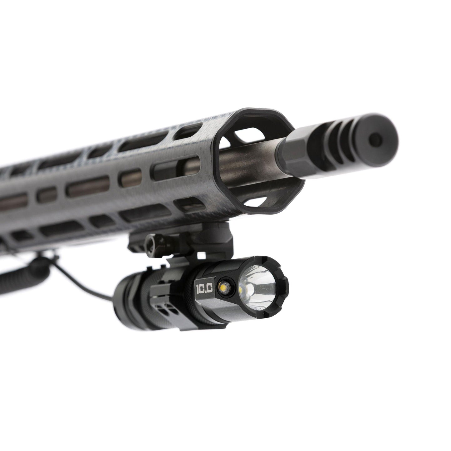 Striker Concepts B.A.M.F.F. 10.0 Dual LED Tactical Flashlight mounted on gun front