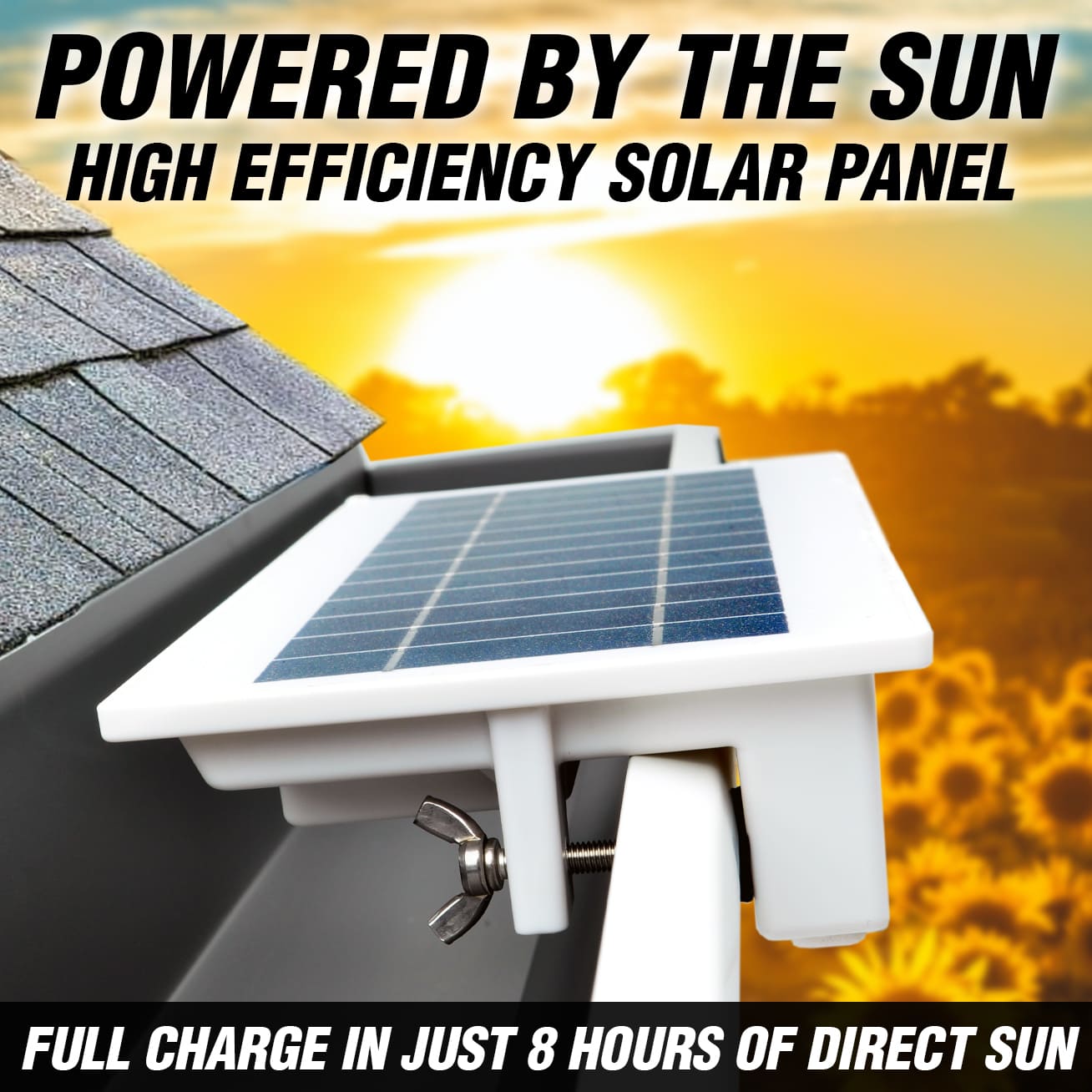 Projecteur de sécurité domestique EZ Solar - Monté sur gouttière 