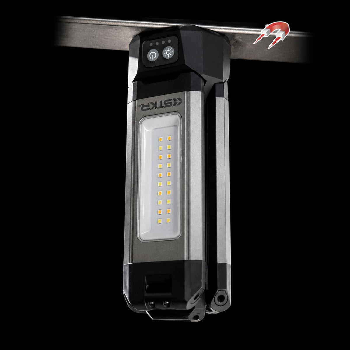 TRi-Mobile Area Work Light - Rechargeable Shoplight with Triple Pivoting LED Light Heads by STKR Concepts - magnet icon